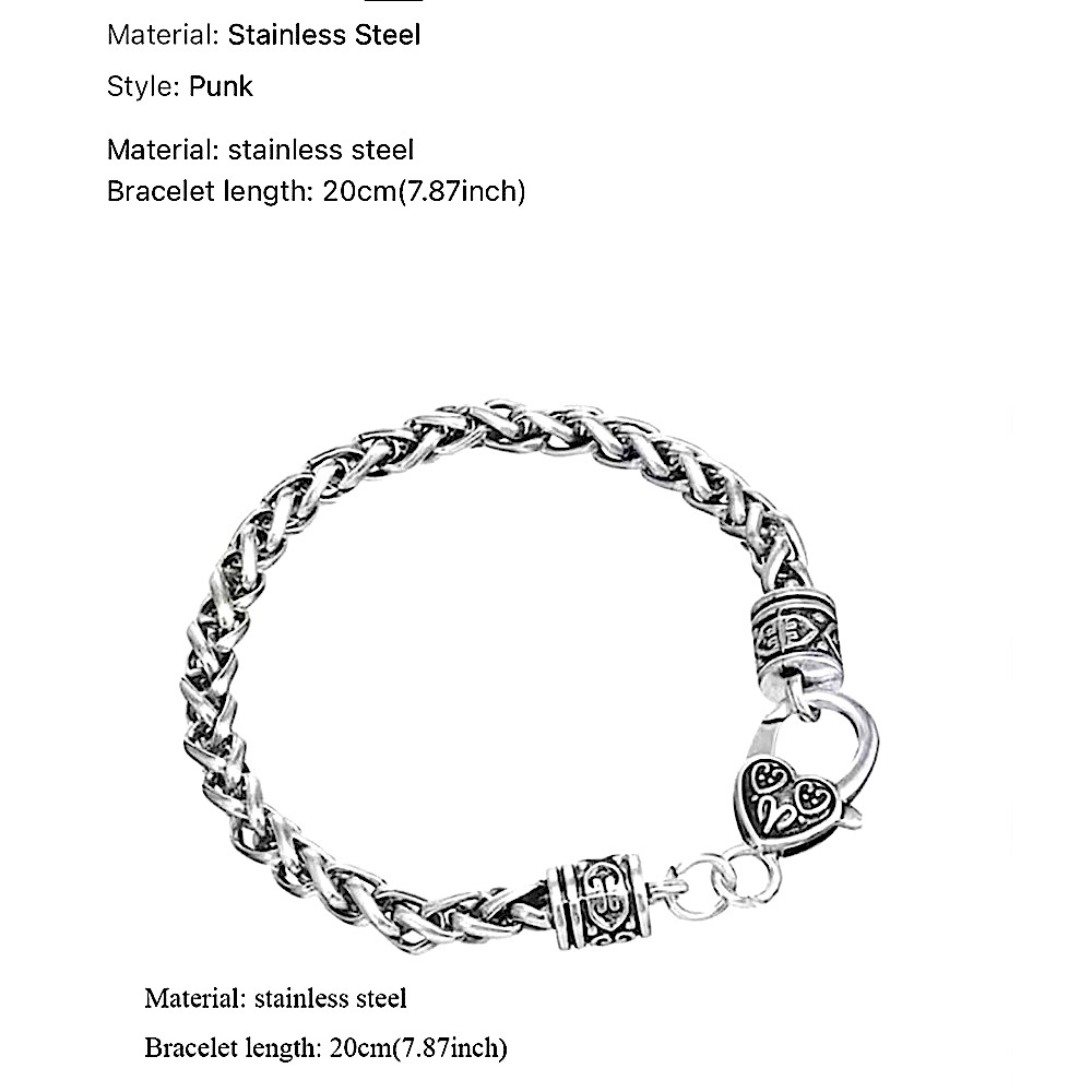 NWT 🖤 WOMEN’S 8” CHUNKY WEIGHTED WOVEN SILVER STAINLESS STEEL HEART BRACELET - Picture 7 of 7